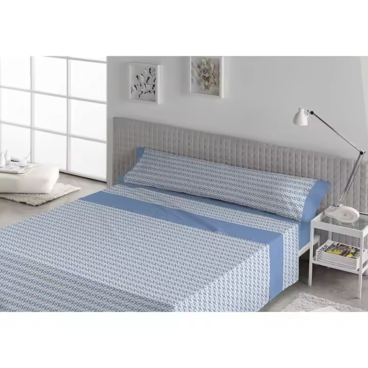 Juego de Sábanas de 3 piezas Tela Sashi Azul, Cubrecama 50% Algodón, 50% Poliéster, Karamelo - 1