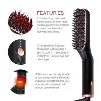 Peine Cepillo De Pelo Eléctrico Para Hombres Y Mujeres Estilizador De Barba Cerámico Inteligente Rotativo Herramienta De Peinado Con Temporizador De 220° C - details 6