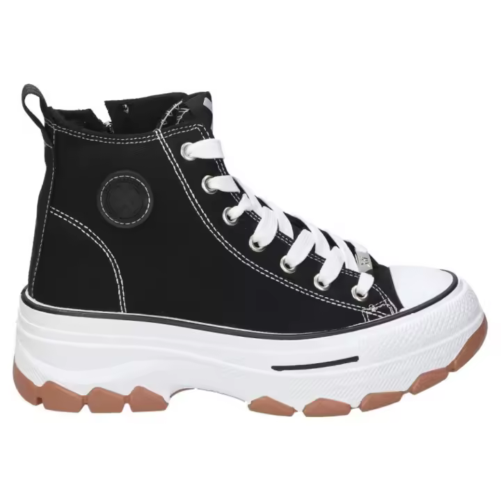 XTI KIDS | Zapatillas Altas XTI KIDS para Niña – Deportivas con Plataforma en Color Negro – Sneakers con Cordones y Cremallera – Máximo Ajuste – Cómodas y Versátiles – Modelo 151277 - 1