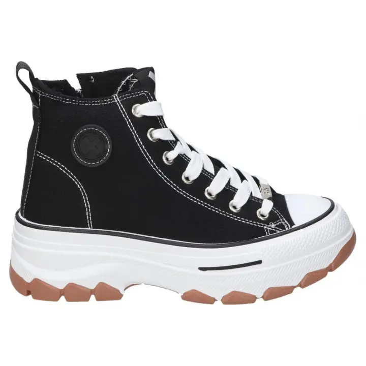 XTI KIDS | Zapatillas Altas XTI KIDS para Niña – Deportivas con Plataforma en Color Negro – Sneakers con Cordones y Cremallera – Máximo Ajuste – Cómodas y Versátiles – Modelo 151277 - 1