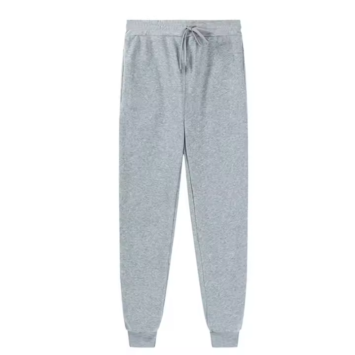 Pantalones deportivos para hombre, de color liso, de forro polar, para otoño e invierno, informales, para correr, tallas grandes S-3XL - 1