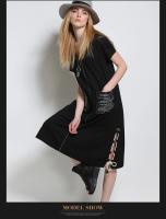 Vestido Amax LuluE De Mujer Vintage Elegante Y Clásico De Manga Corta Algodón Y Poliéster Cuello Redondo A-Line Midi Primavera 2024 - details 2
