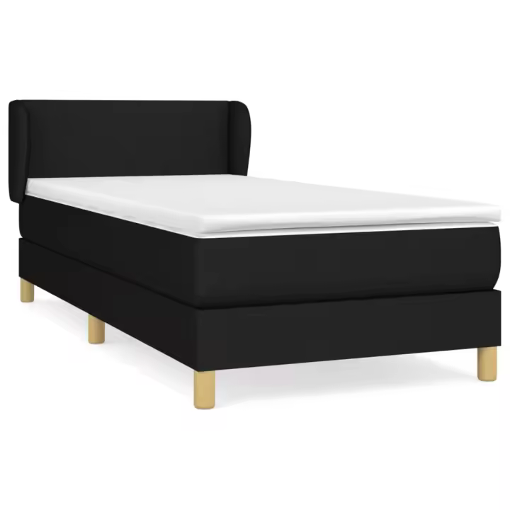 vidaXL Cama box spring con colchón tela negro 80x200 cm - 1