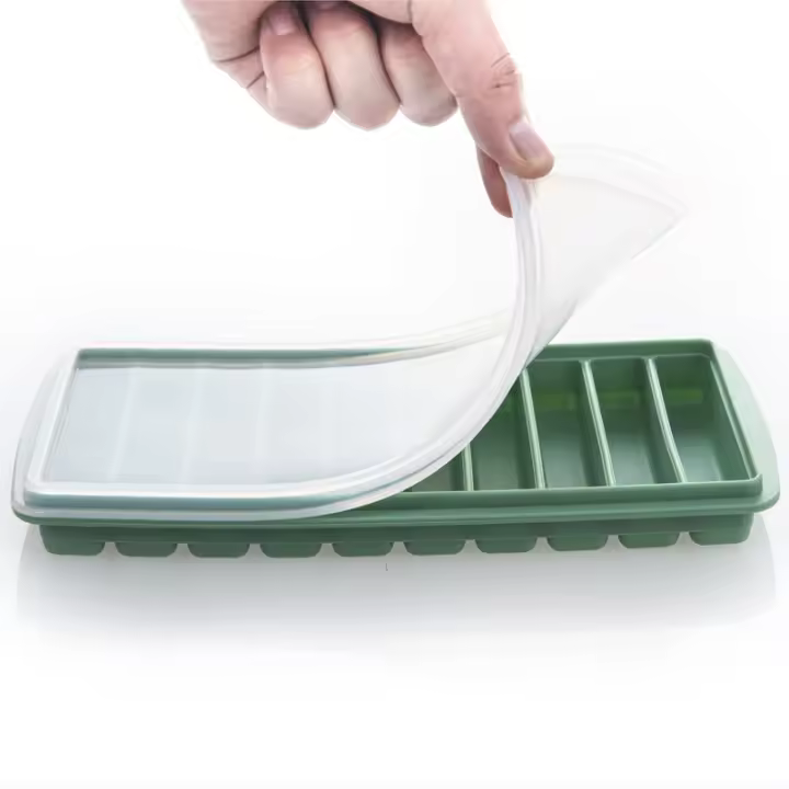 2 Piezas Bandejas para Hielo,10palitos, Bandeja Hielo de Silicona Fácil Liberación, Bandejas de Hielo de Silicona con Tapas, para Whisky Cócteles Agua Cola - 1