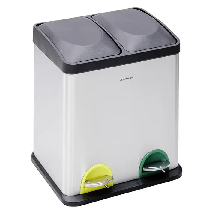ARREGUI Step Bin Cubo de Basura y Reciclaje de Acero Inoxidable con Pedal | Cubos de Basura de Cocina | Papelera de Reciclaje para Casa y Oficina - 1