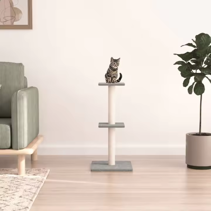 vidaXL Rascador para Gatos con Postes Árbol Torre de Escalada Sisal Color Crema,  Gris claro,  Gris oscuro y mas - 1