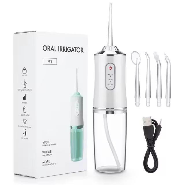 Irrigador Dental con 4 Boquillas Limpieza de los Dientes Bucal de Viaje Oral Limpieza Completa de tu Boca de 3 Intensidades Envio desde España - 1