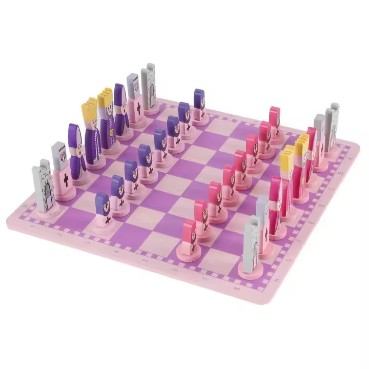Juego de Ajedrez de Viaje con Tablero de Ajedrez Educativo y Adultos Rosa - 1