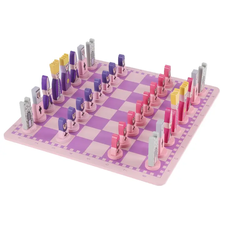 Juego de Ajedrez de Viaje con Tablero de Ajedrez Educativo y Adultos Rosa - 1