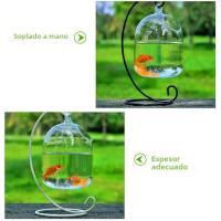 Acuario De Vidrio Transparente Con Soporte Para Decoración De Hogar Forma Redonda/Rectangular Vaso De Peces Con Soporte De Colgante - details 5