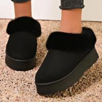 Botas De Nieve Para Mujer De Cuero Sintético Con Interior De Algodón Y Suela Gruesa Antideslizante Botas Cálidas Sin Cordones Para Invierno - details 7