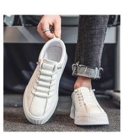 Zapatillas Blancas Para Hombre 2024 Moda Primavera Casual Con Cordones Punta Redonda Planas Zapatos Deportivos Ajuste Talla Normal - details 1