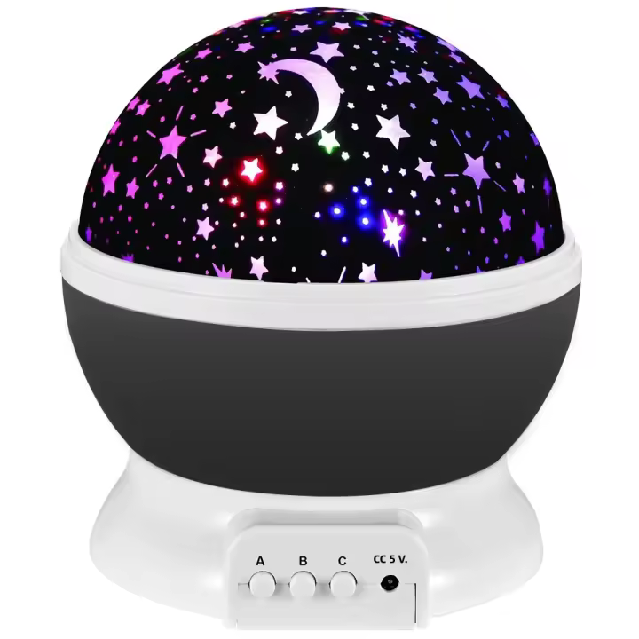 Lámpara Nocturna Proyector De Cielo Estrellado Con Rotación Y Galaxia Para Bebé Decoración De Dormitorio Luz De Mesa Con Figuras De Luna Y Estrellas - 1