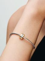 Pandora - Charm de clip with Bright transparent Row-Baño de Oro de 14K - details 2