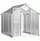Invernadero de jardín Outsunny de aluminio y policarbonato de 4,6 m² de dimensiones: 2,42 L x 1,9 An x 1,95 Al m Puerta con tragaluz y pestillo - 1