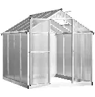 Invernadero de jardín Outsunny de aluminio y policarbonato de 4,6 m² de dimensiones: 2,42 L x 1,9 An x 1,95 Al m Puerta con tragaluz y pestillo - 1