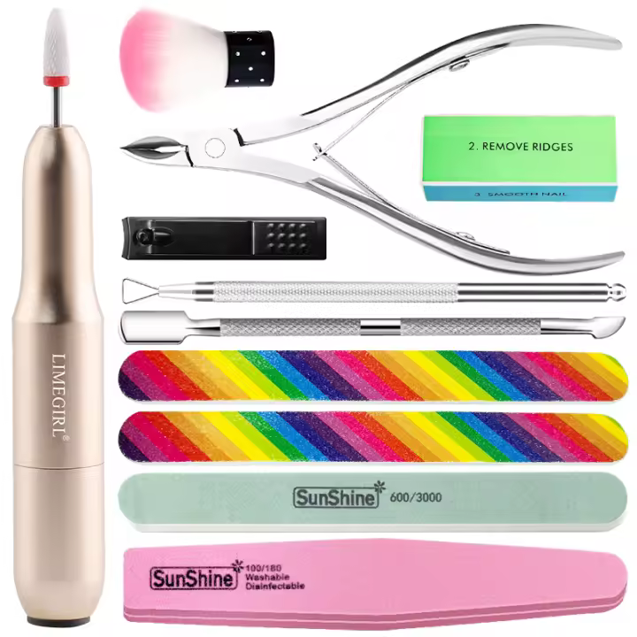 Set de Herramientas de Manicura : Raspador de Uñas Pulidor de Acero Inoxidable Tijeras para Piel Muerta Push de Uñas Cepillo de Uñas Accesorios Profesionales de Uñas - 1