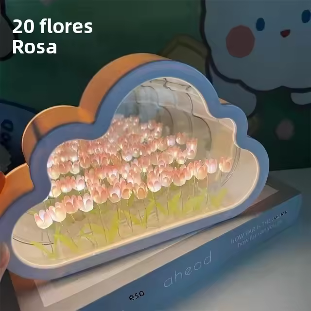 Lámpara De Noche En Forma De Tulipán DIY Nube Espejo Decoración Para Habitación De Niña Marco De Fotos Luz De Lectura Para Cama Regalos De Navidad - 1