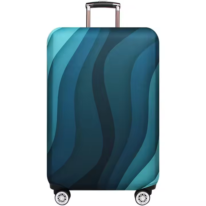 Funda de equipaje más gruesa, elástica, protectora para maletas de 18 a 32 pulgadas, accesorios de viaje (ondulación verde, S) - 1