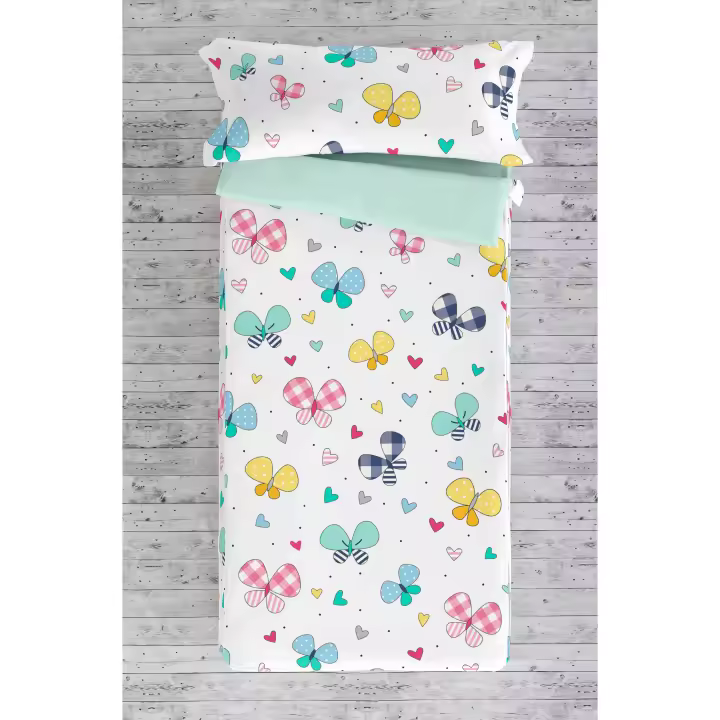 SACO NORDICO INFANTIL 100% ALGODÓN CON RELLENO ALGODÓN VICHY BUTTERFLIES COOL KIDS FABRICADO EN ESPAÑA - 1
