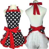 Delantal Lindo Con Bolsillos Estilo Retro Rojo Con Puntos Para Navidad Sin Mangas Ajustable Para Cocinar Y Limpieza Para Mujeres Y Niñas - details 1