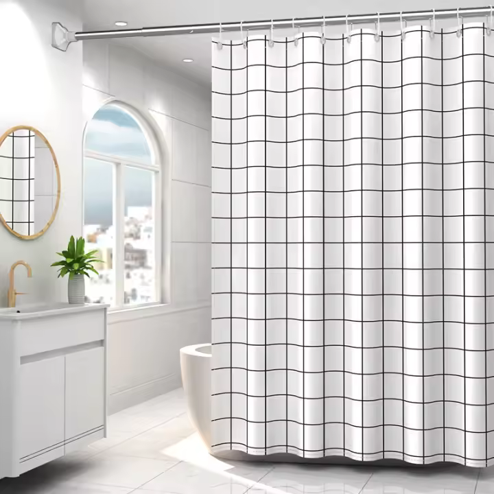 Cortina Ducha with Secado Rápido y Lavable - Impermeable HECHO DE Poliester with 12 Ganchos 180x200 cm - 1