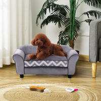 Pawhut Sofá para Mascotas con Patas Cama para Perros de Madera con Cojín Acolchado Acogedora Funda Lavable 73,5x41x33 cm Gris - details 1