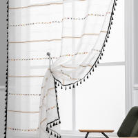 Cortinas Geométricas Negras Y Blancas Para Sala De Estar Y Dormitorio Con Encaje Grommet Modernas Translúcidas De 100% Poliéster - details 5