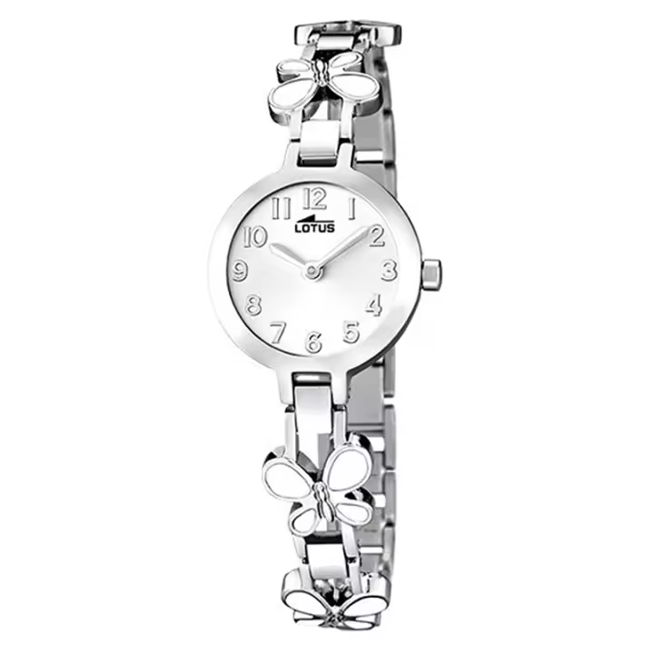 Lotus Reloj Acero Para Niñas Mariposas Blancas  15829/1 - 1