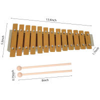 Glockenspiel De 13 Notas Xylofón Clásico Color Madera Con Teclas De Metal Y 2 Martillos Regalo Para Principiantes Y Estudiantes - details 1