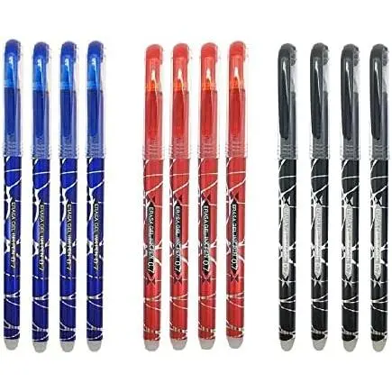 RHardware 12 bolígrafos de tinta azul,roja,negro borrable de gel 0,7mm - 1
