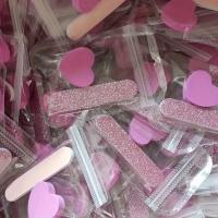 Set De 12 Piezas De Cuidado De Uñas Con Brillo Rosa Kit De Arte De Uñas Y Pedicura Con Pulidor De Corazón Rodillo De Cristal Y Lápiz De Archivo Doble Cara - details 6