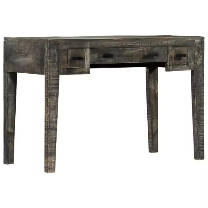 vidaXL Escritorio de madera maciza de mango negro 110x50x75 cm - 1