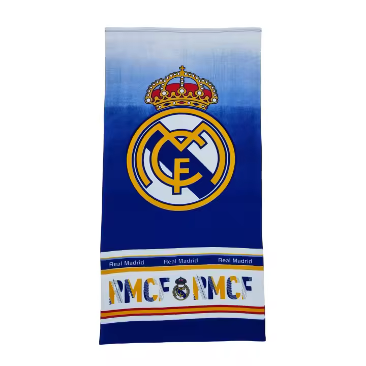 Real Madrid Toalla, Toalla de Playa, de Fútbol, Blanco y Azul, 70 x 140 cm, Producto Oficial, Microfibra, Unisex - 1