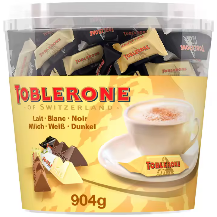 Toblerone Mini Surtido - 103 Unidades - Toblerone Mini Chocolate Suizo Mix de Sabores: Chocolate con Leche, Chocolate Blanco y Chocolate Negro con Nougat de Miel y Almendras 904g - 1