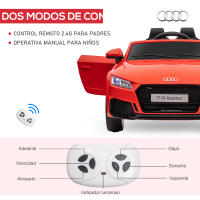 HOMCOM Audi TT Eléctrico Infantil Coche Juguete Niño 3+ con Mando a Distancia con Música y Luces Modos de Aprendizaje Batería 12V Doble Apertura de Puerta 102x60x44 cm - details 5