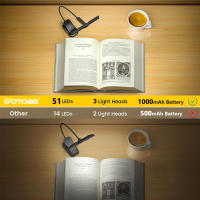 Lámpara De Lectura LED Tri-Head Clip 51 LEDs Recargable USB 1000mAh 4 Colores Luz Nocturna Para Libros Protección Ocular Para Dormitorio - details 4