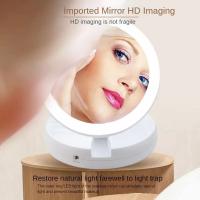 Espejo de maquillaje con luz LED para escritorio, espejo con aumento de 1X 10X, USB o Baterías, espejo plegable para viaje - details 1