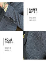 Traje De Tres Piezas Para Hombre Estilo Coreano Moda Ajustada Formal Boda Elegante Conjunto Chaqueta Pantalón Cuello Redondo - details 13