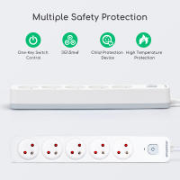 Aigostar Regleta alargador de 5 Tomas con Interruptor y Protección Infantil, 3/5 M, Francés, Blanco, 16A 250V - details 2