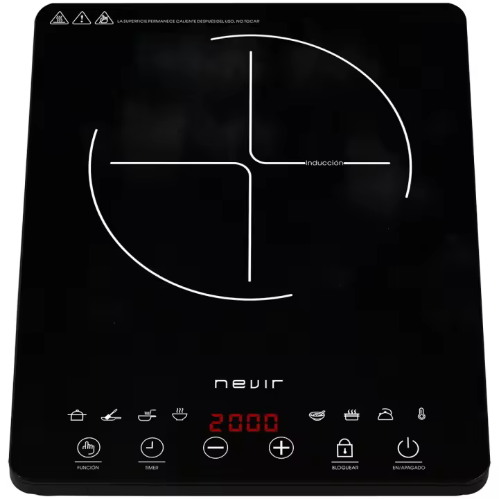 NEVIR NVR-INDPT100 PLACA DE INDUCCION PORTATIL  Potencia de 200W hasta 2000W - 1