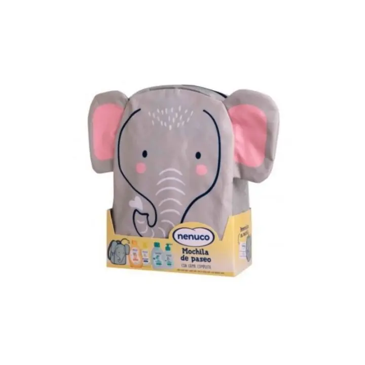 Pack bebé Mochila de Paseo Elefante, con  Colonia, Jabón, Champú y Leche Hidratante, 4x200ml- Nenuco - 1