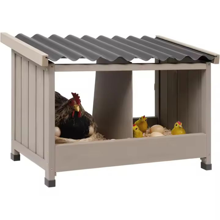 Nido para gallinas, accesorio de madera para gallinero montado en la pared con techo de PVC, 3 compartimentos para gallinas y patos para uso en exteriores o interiores (3 compartimentos) - 1