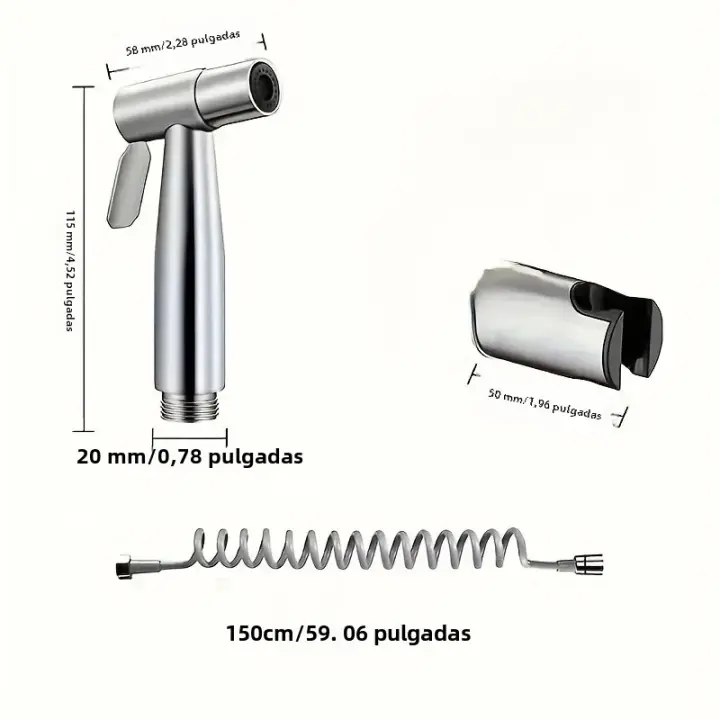 Juego De 3 Piezas De Cabeza De Ducha De Alta Presión En Acero Inoxidable Con Cabezal De Bidé Y Accesorios Para Bañera - 1