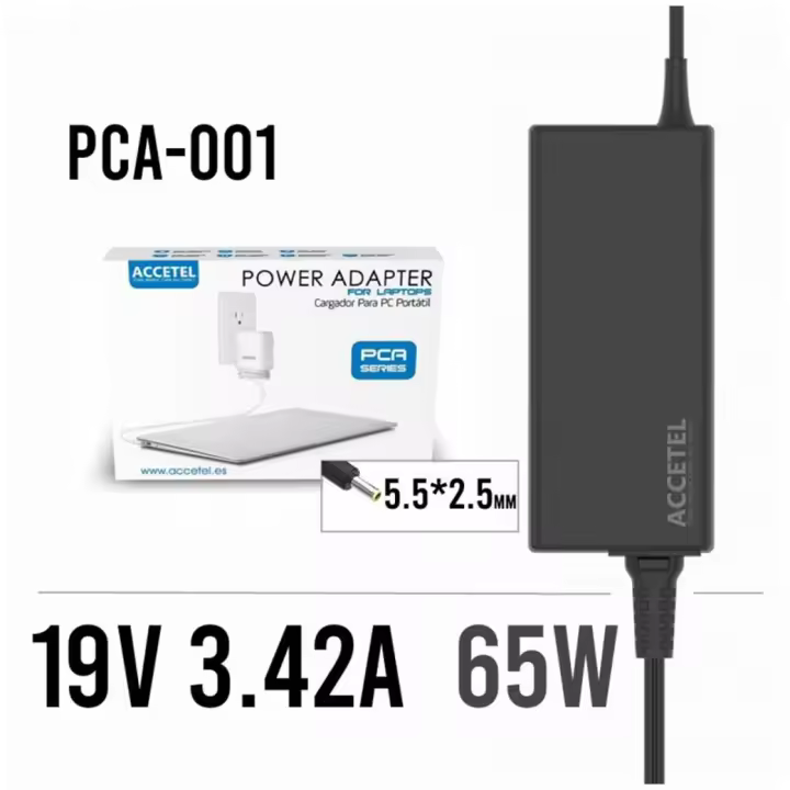Accetel PCA-001 Cargador Toshiba 19V 3.42A 5.5*2.5mm 65W - 1