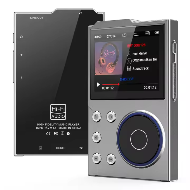 Reproductor de audio portátil HiFi con bluetooth, DSD DAC flac sin daños, reproductor de música de alta resolución, reproductor de audio portátil con tarjeta de memoria de 16 gb, hasta 256 gb, 2,4 pulgadas - 1