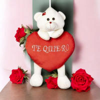 Oso de Peluche 🧸 Blanco con Corazón 💖 "Te Quiero" - 51cm.– Piernas Colgantes - Artesania Beatriz - details 0