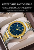 Reloj De Lujo Para Hombre Con Diamantes Y Luz Nocturna Calendario Doble Cuarzo Movimiento 41mm Azul Oro Acero Inoxidable Reloj De Moda Negocios Resistente Al Agua - details 9