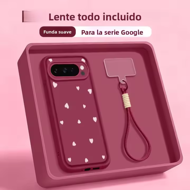 Funda De Teléfono Con Estampado De Corazón De Amor Para Google Pixel 10 9 pro XL 8 7 pro 9A 8A 7A Silicona Suave Con Correa Para Pixel 10 9 pro - 1