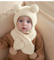 Set De Gorro Y Bufanda Para Bebé De Invierno Coral Fleece Cálido Para Niños Y Niñas Con Cuello Calentador Estilo Lindo Y Protección De Orejas - details 4
